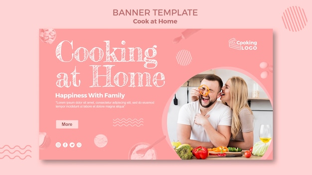 Free PSD banner template with cooking at home