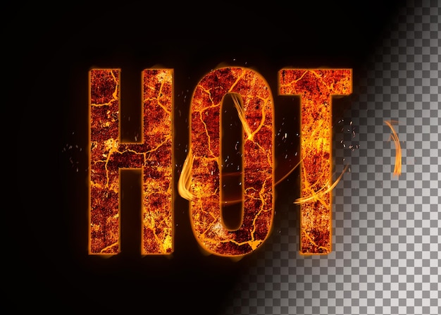 Free PSD banner with hot lava text on a transparent background