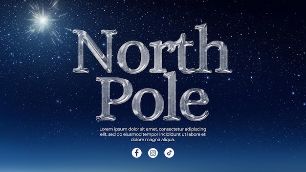 Free PSD banner with north pole ice effect on starry background with text