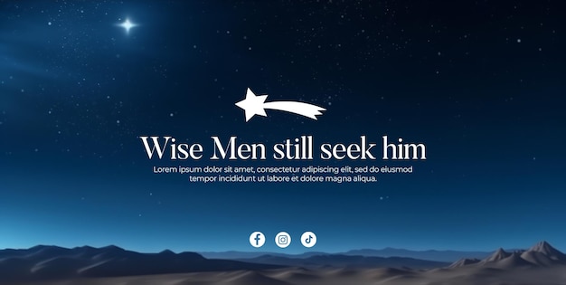 Free PSD banner with text on desert background with text for the three wise men