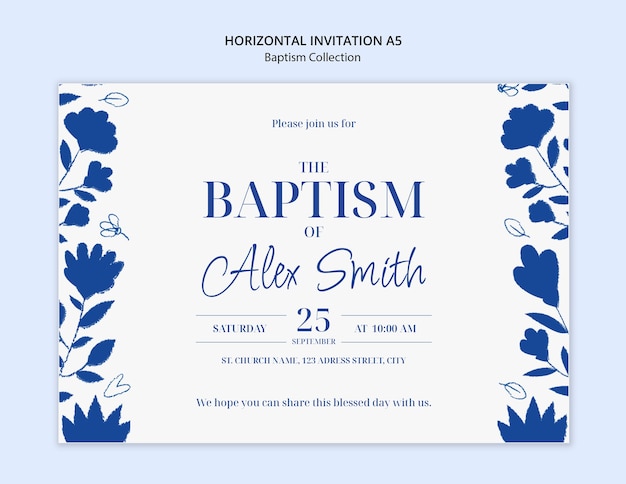 Free PSD baptism invitation template design