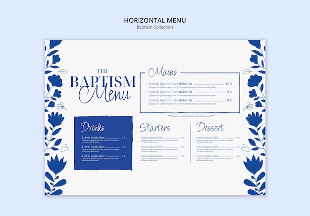 Free PSD baptism menu template design