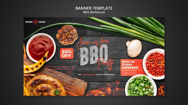 Free PSD barbecue house banner template