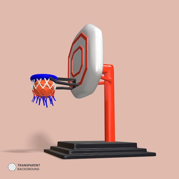 Free PSD basketball hoop icon isolated 3d render illustration