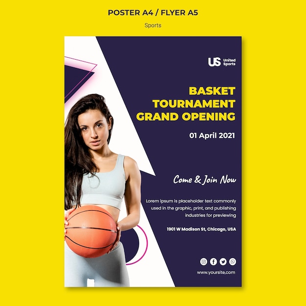 Free PSD basketball tournament print template