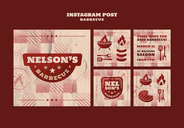 Free PSD bbq instagram posts template design