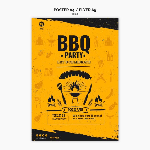 Bbq party poster template