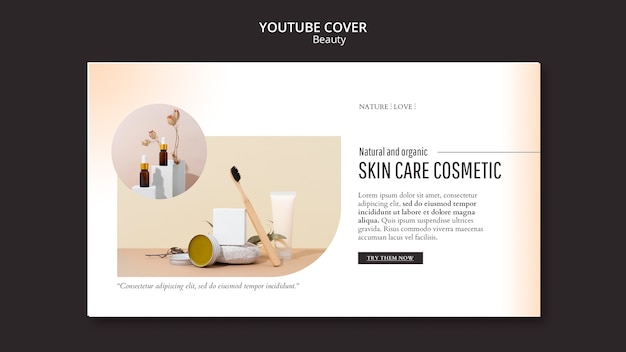 Modello di copertina per youtube di bellezza e cosmetici