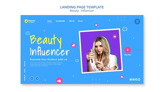 Free PSD beauty influencer landing page template