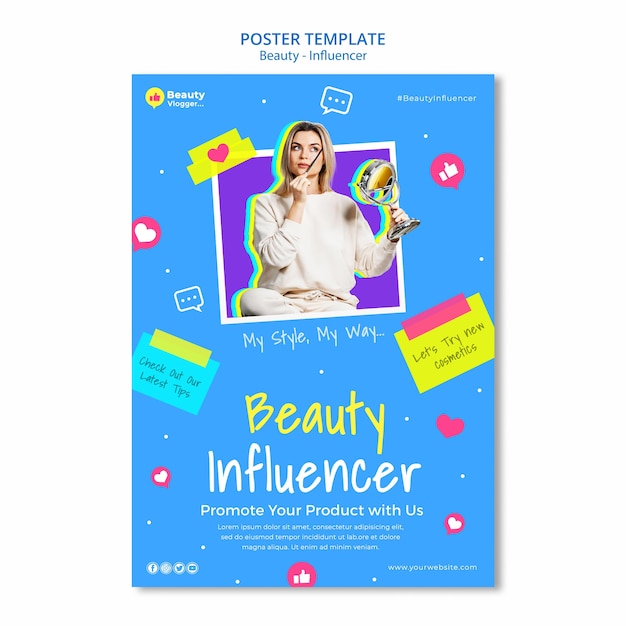 Beauty influencer poster template