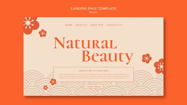 Beauty landing page template with flowers