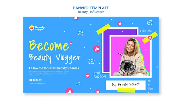 Free PSD beauty vlogger  banner template