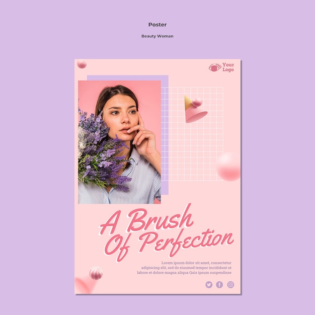 Beauty woman concept poster template