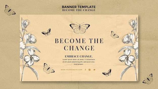 Become the change butterfly banner