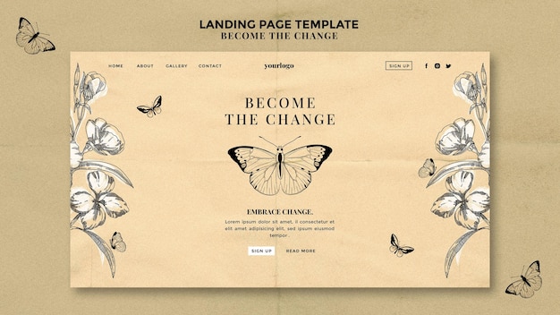 Become the change butterfly landing page