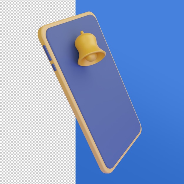 Free PSD bell on smartphone online shop 3d illustration