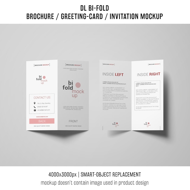 Free PSD bi-fold brochure or invitation mockup