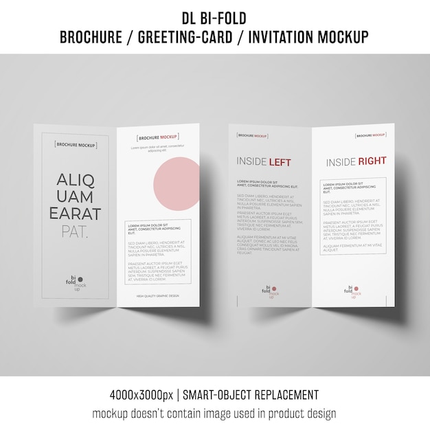 Free PSD bi-fold brochure or invitation mockup