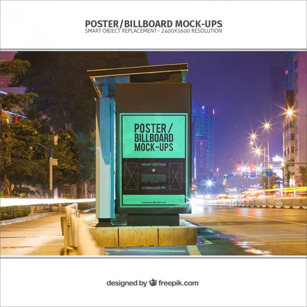 Free PSD billboard mockup for bus stop