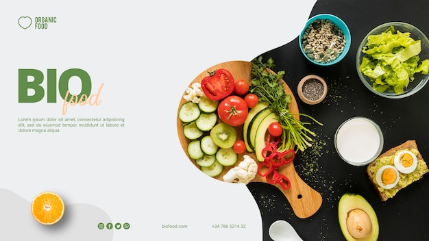 Free PSD bio food banner template with photo