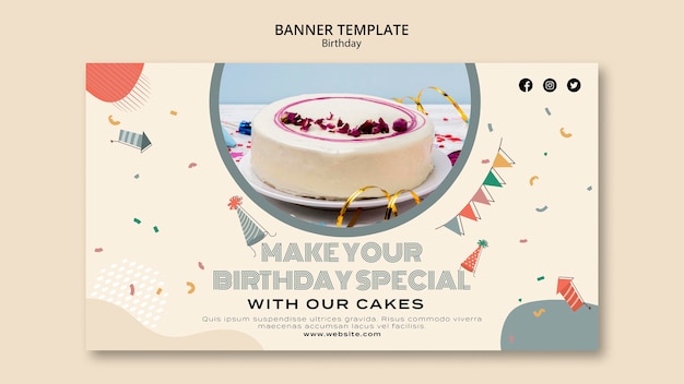 Free PSD birthday celebration banner template