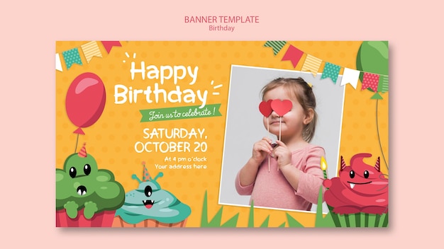 Birthday concept banner template