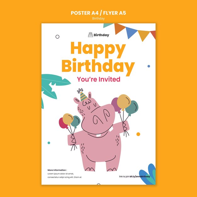 Birthday invitation flyer template