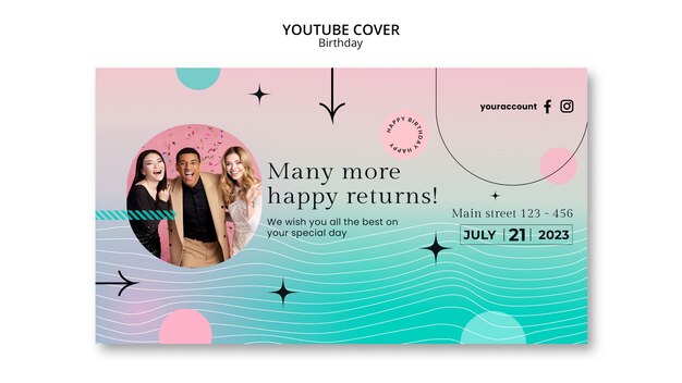 Birthday party youtube cover template