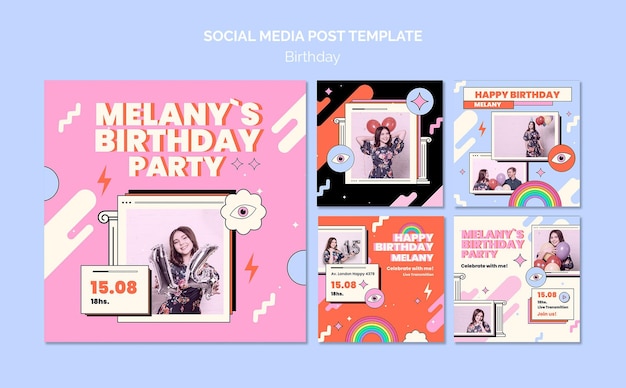 Free PSD birthday social media posts