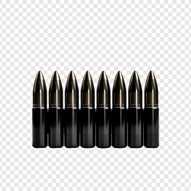 Free PSD black ammunition in 5 56 mm isolated on transparent background