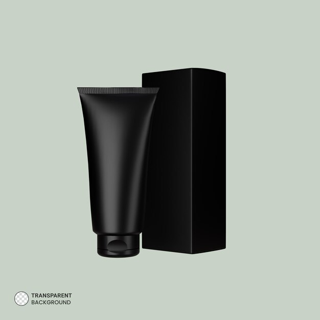 Black cream tube with box icon isolated 3d render illustration