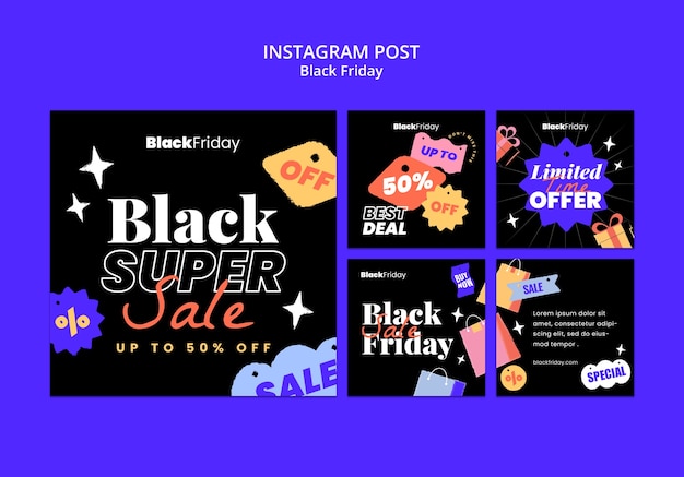 Free PSD black friday promotions instagram post set