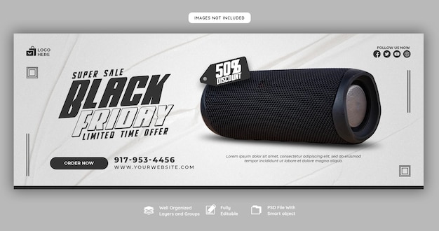 Free PSD black friday super sale facebook cover template