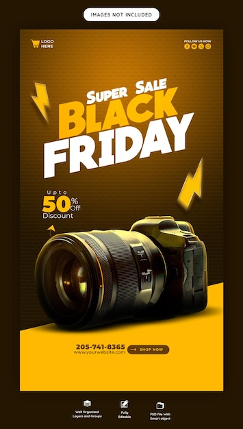 Free PSD black friday super sale instagram and facebook story banner template