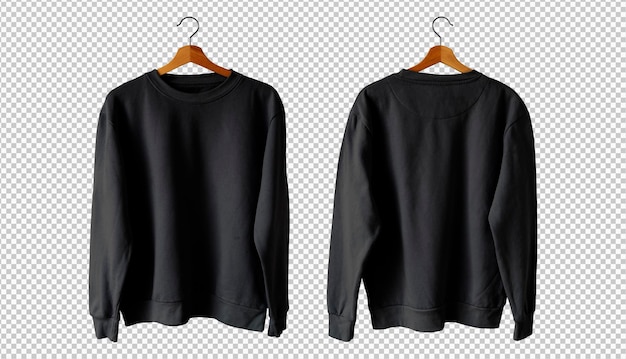 Black isolated sweater front and back