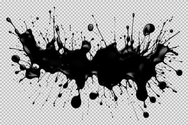 Free PSD black paint splash isolated on transparent background