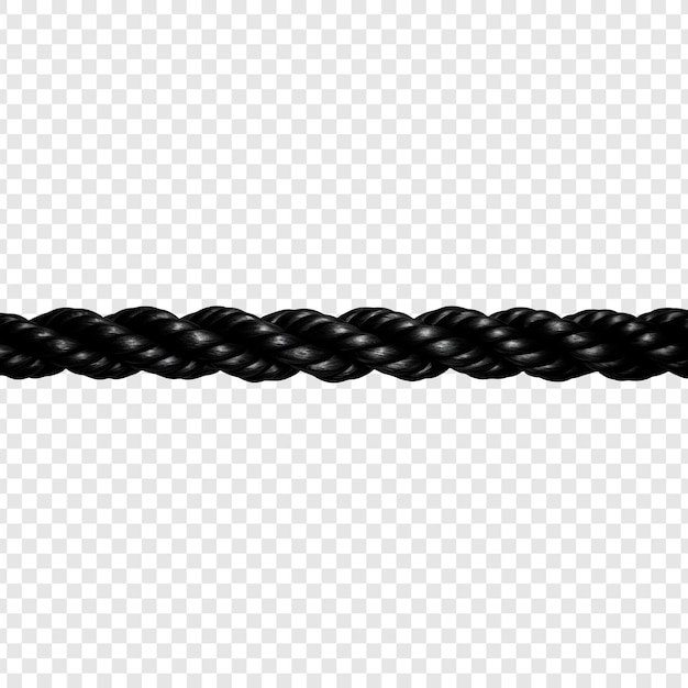 Free PSD black rope isolated on transparent background