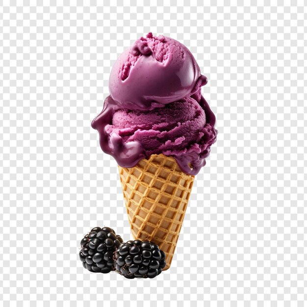 Blackberry cheesecake ice cream isolated on transparent background