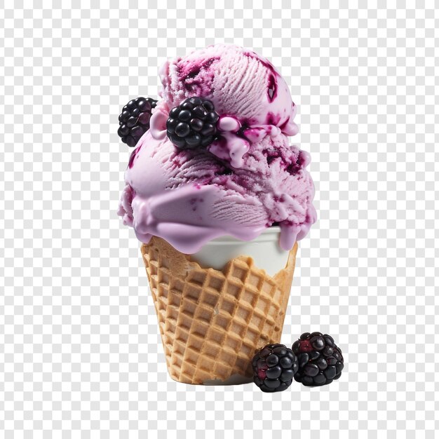 Blackberry cheesecake ice cream isolated on transparent background