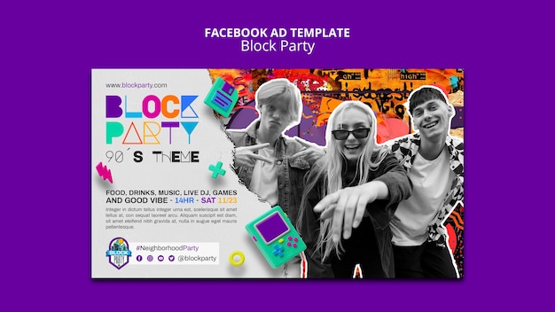 Free PSD block party template design