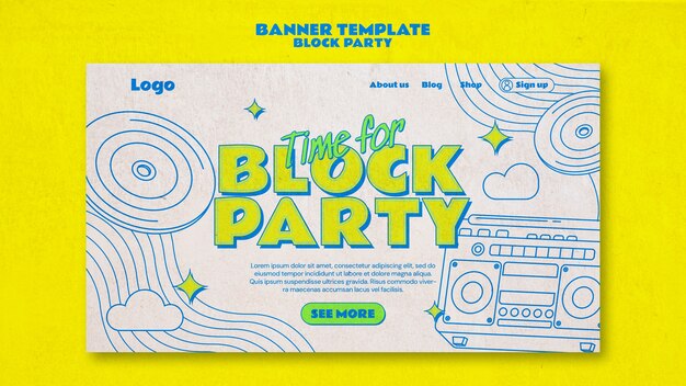 Free PSD block party template design