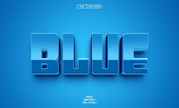 Free PSD blue 3d editable text effect