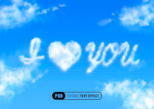 Free PSD blue cloudy sky with clouds text effect