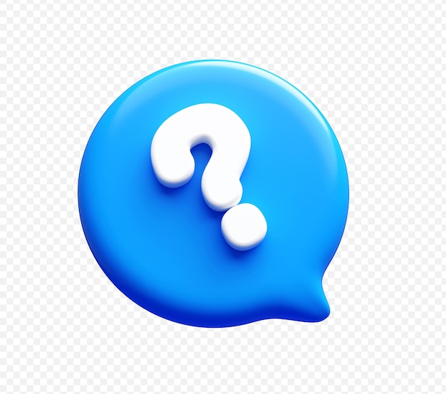 Free PSD blue question mark icon 3d illustration background