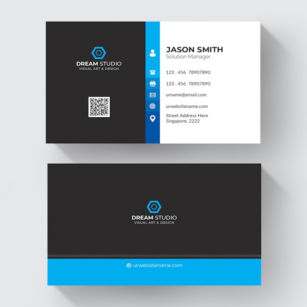 Free PSD blue and white business card