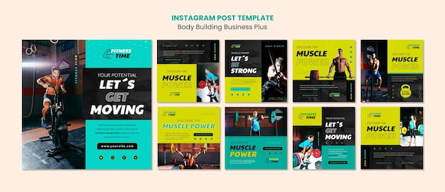 Free PSD body building instagram posts template