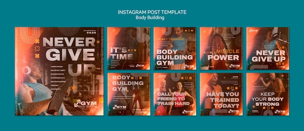 Free PSD body building workout instagram post set