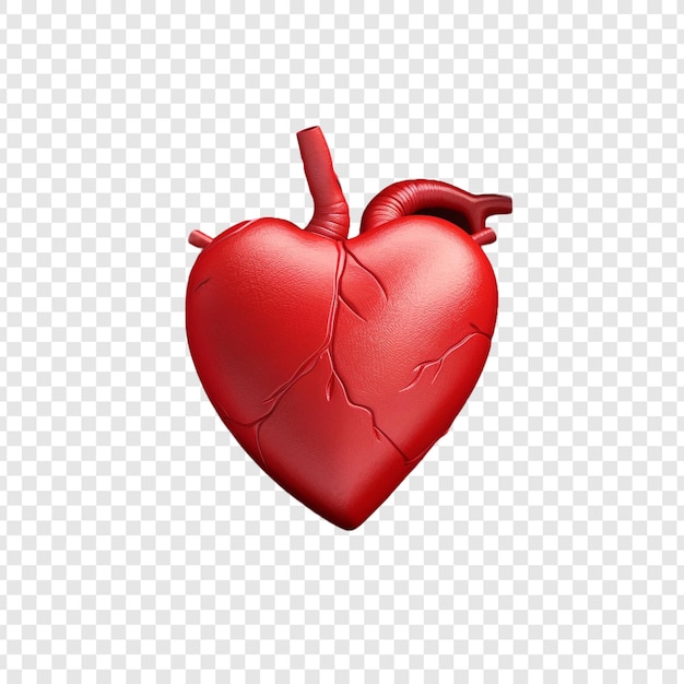 Free PSD box in shape of heart was opened isolated on transparent background