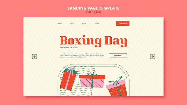 Free PSD boxing day celebration landing page template