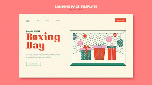 Free PSD boxing day celebration landing page